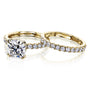 Kobelli 2ct Cushion Moissanite and Diamond U-French Pave Bridal Set 14k Gold