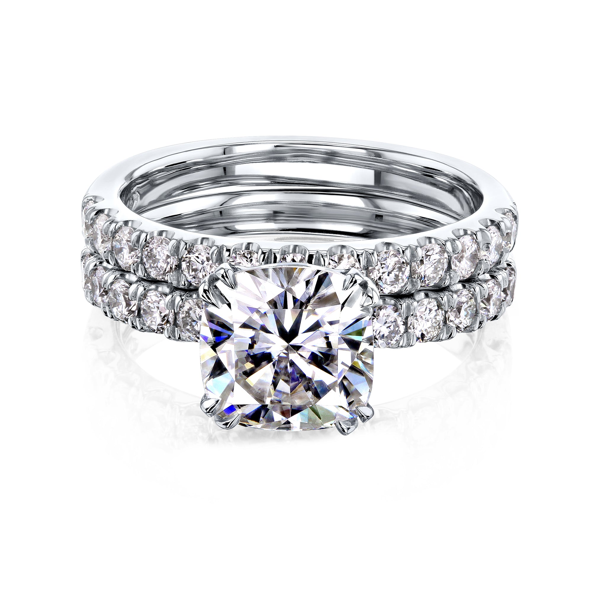 2.9 Carat Moissanite Lyon Cushion Bridal Set