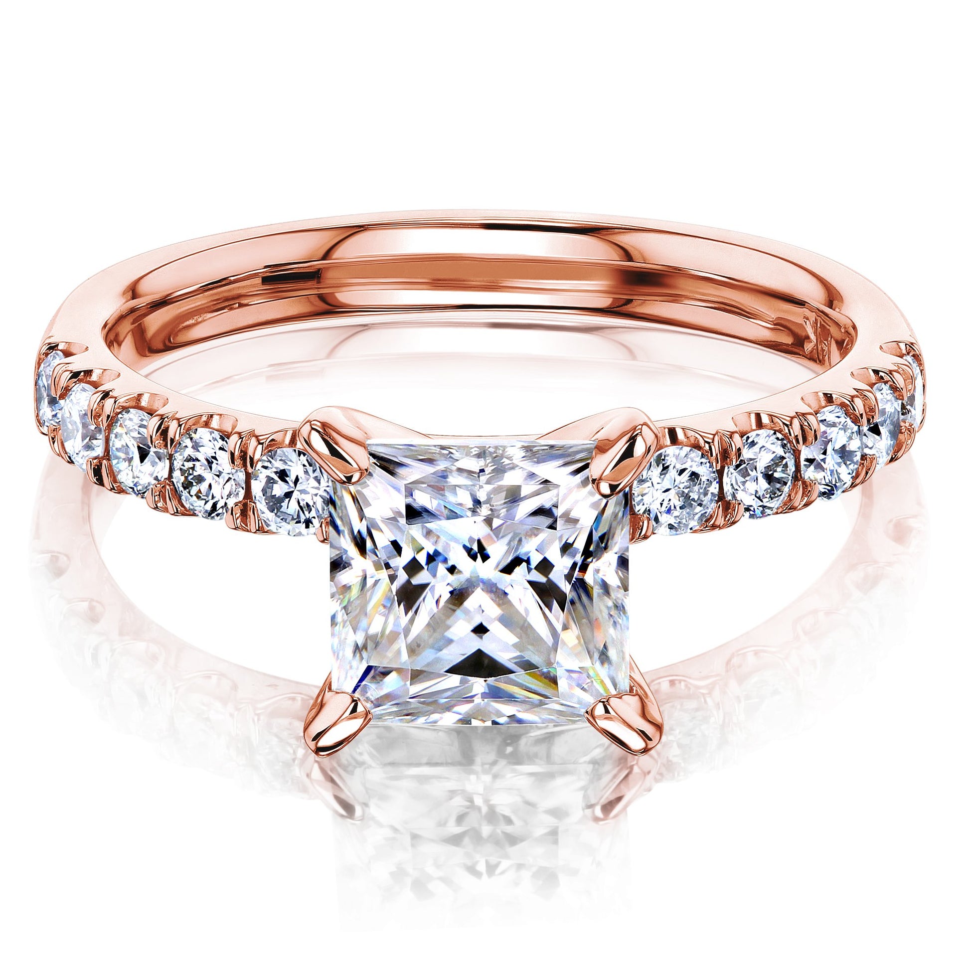 Kobelli 1.5ct Princess and Diamond U-French Pave Engagement Ring