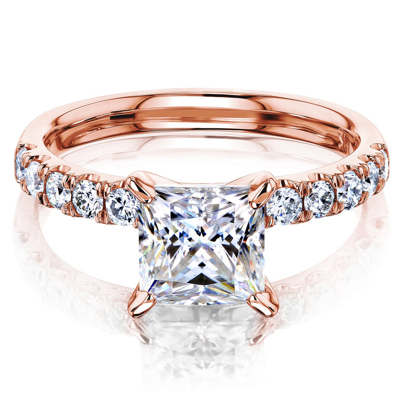 Kobelli 1.5ct Princess and Diamond U-French Pave Engagement Ring
