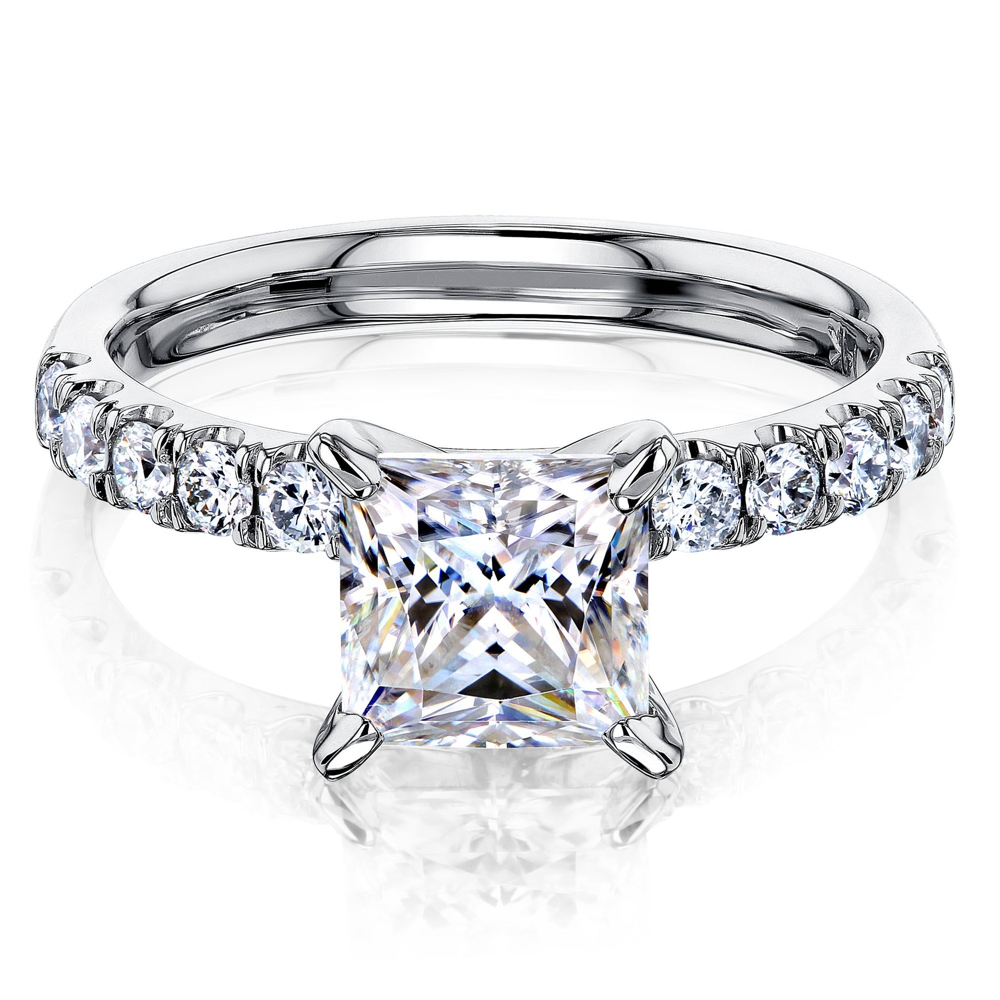 Kobelli 1.5ct Princess and Diamond U-French Pave Engagement Ring