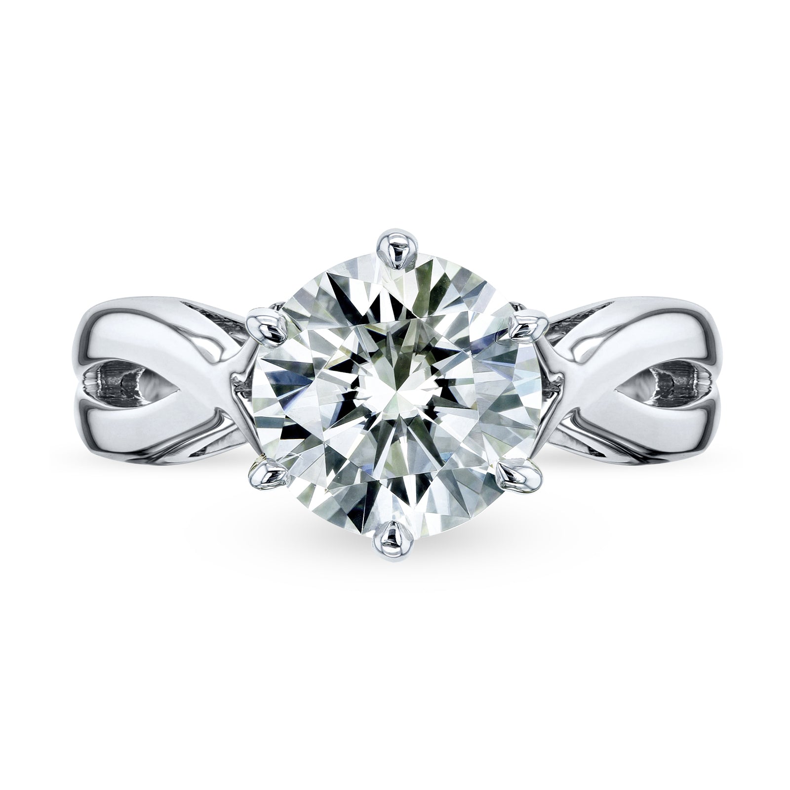 1.9 Carat Moissanite Crossover Solitaire Ring