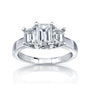 2.75 Carat Moissanite Plain Band 3-Stone Emerald Ring