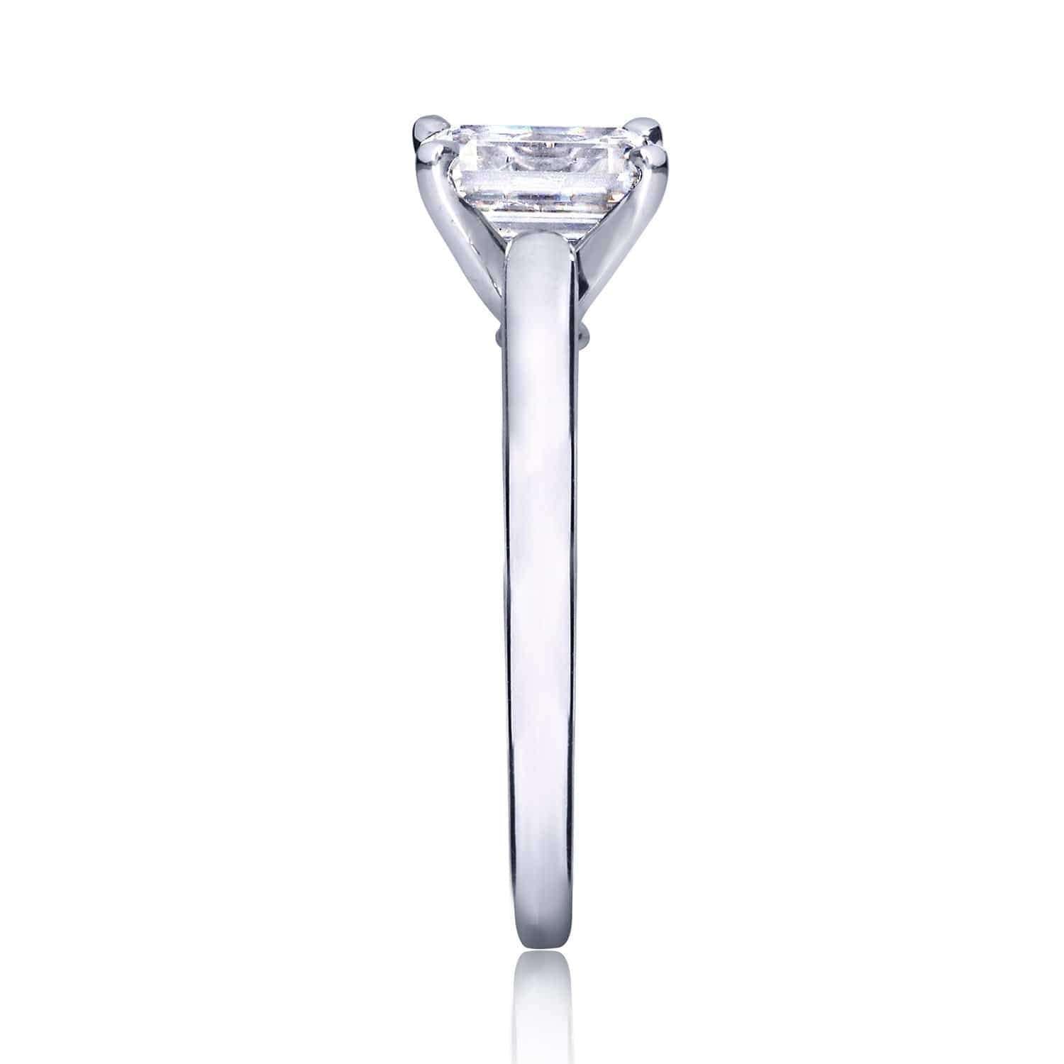 Kobelli Emerald Shape Moissanite Engagement Ring 1 Carat 14k White Gold