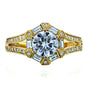 Kobelli Art Deco Moissanite and Diamond Accent Engagement Ring 1 1/2 CTW 14k Yellow Gold