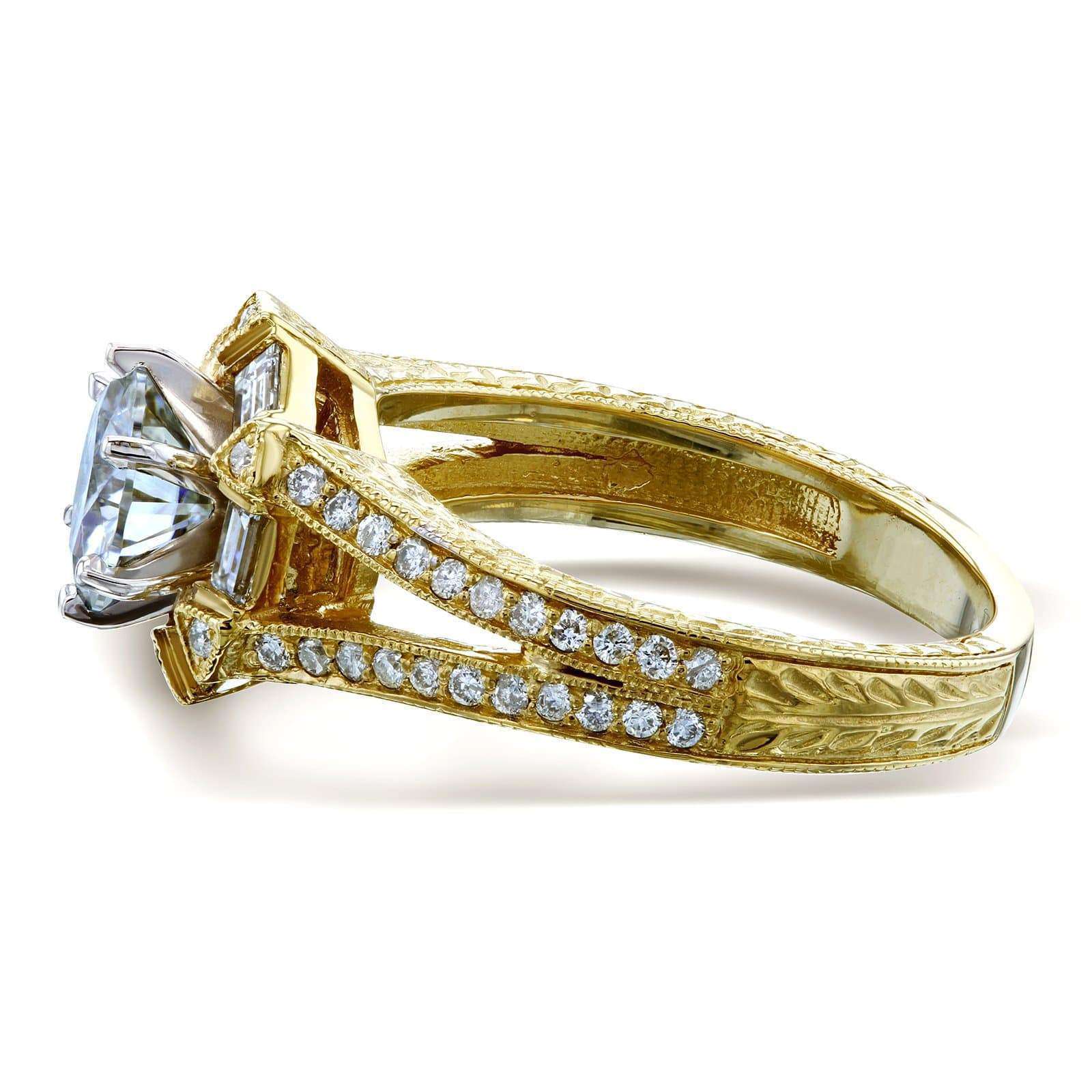 Kobelli Art Deco Moissanite and Diamond Accent Engagement Ring 1 1/2 CTW 14k Yellow Gold