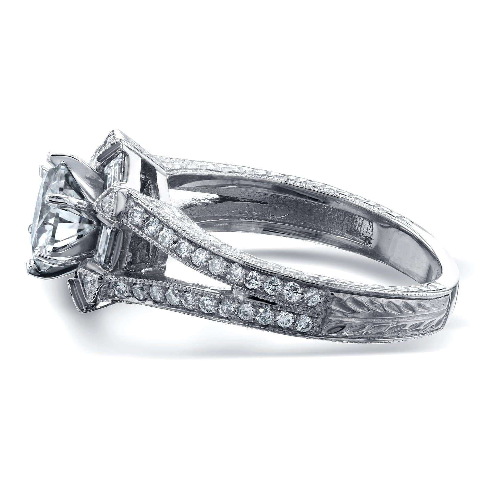 Kobelli Art Deco Moissanite and Diamond Accent Engagement Ring 1 1/2 CTW 14k White Gold