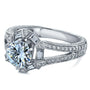 Kobelli Art Deco Moissanite and Diamond Accent Engagement Ring 1 1/2 CTW 14k White Gold