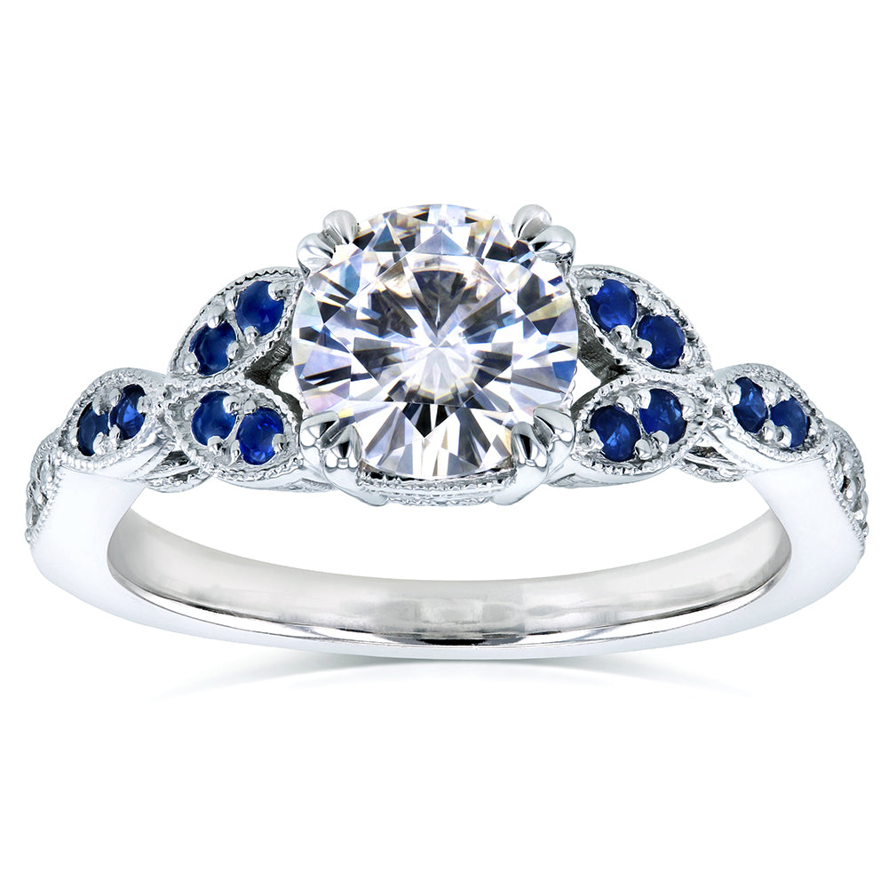 Kobelli Blue Sapphire and Moissanite Engagement Ring