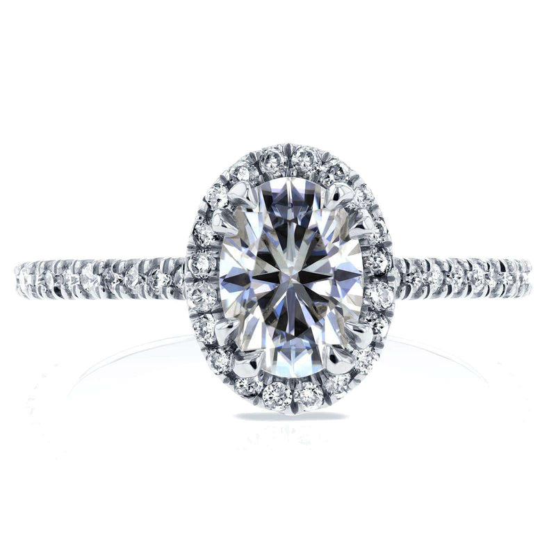 Kobelli Oval Moissanite Engagement Ring with Halo Diamond 1 1/5 CTW 14k White Gold