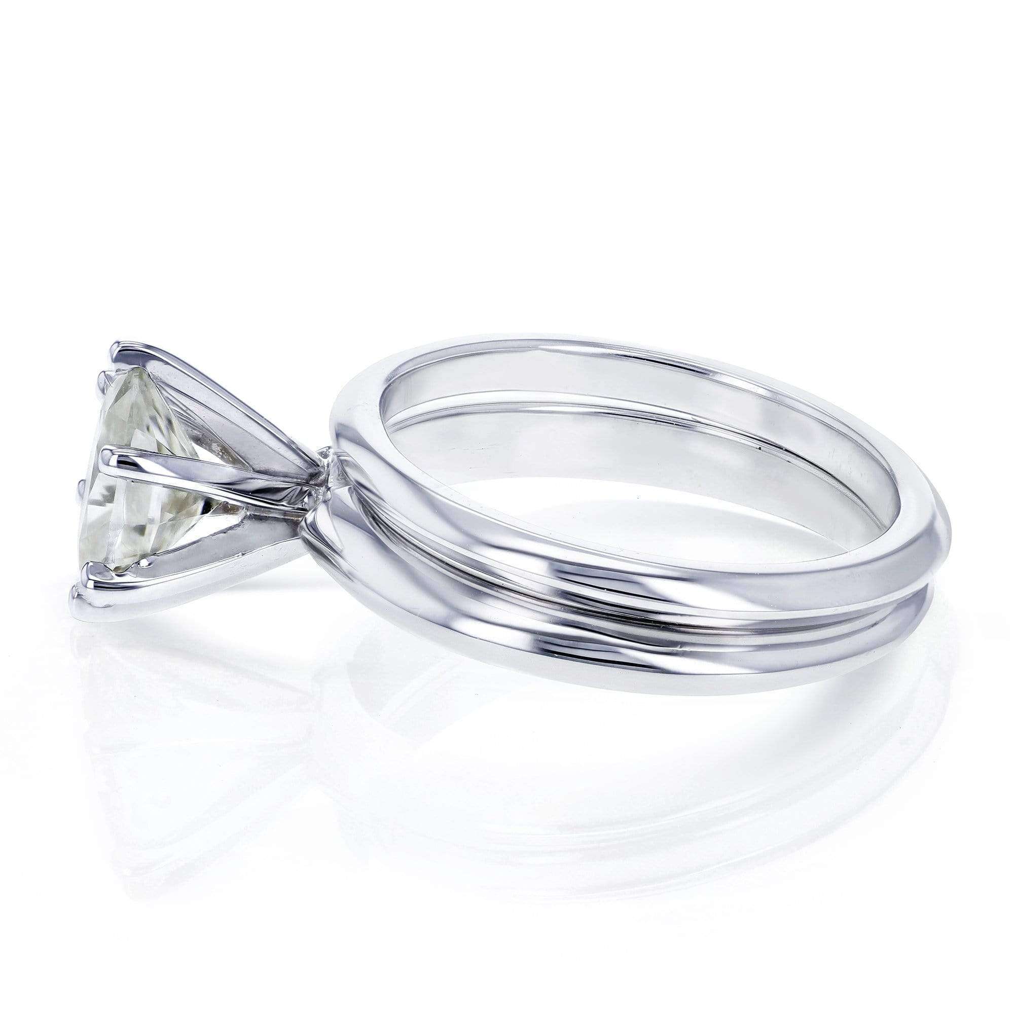 Kobelli Oval Moissanite 6-prong Solitaire Bridal Rings Set 1 1/2 Carat in 14k White Gold