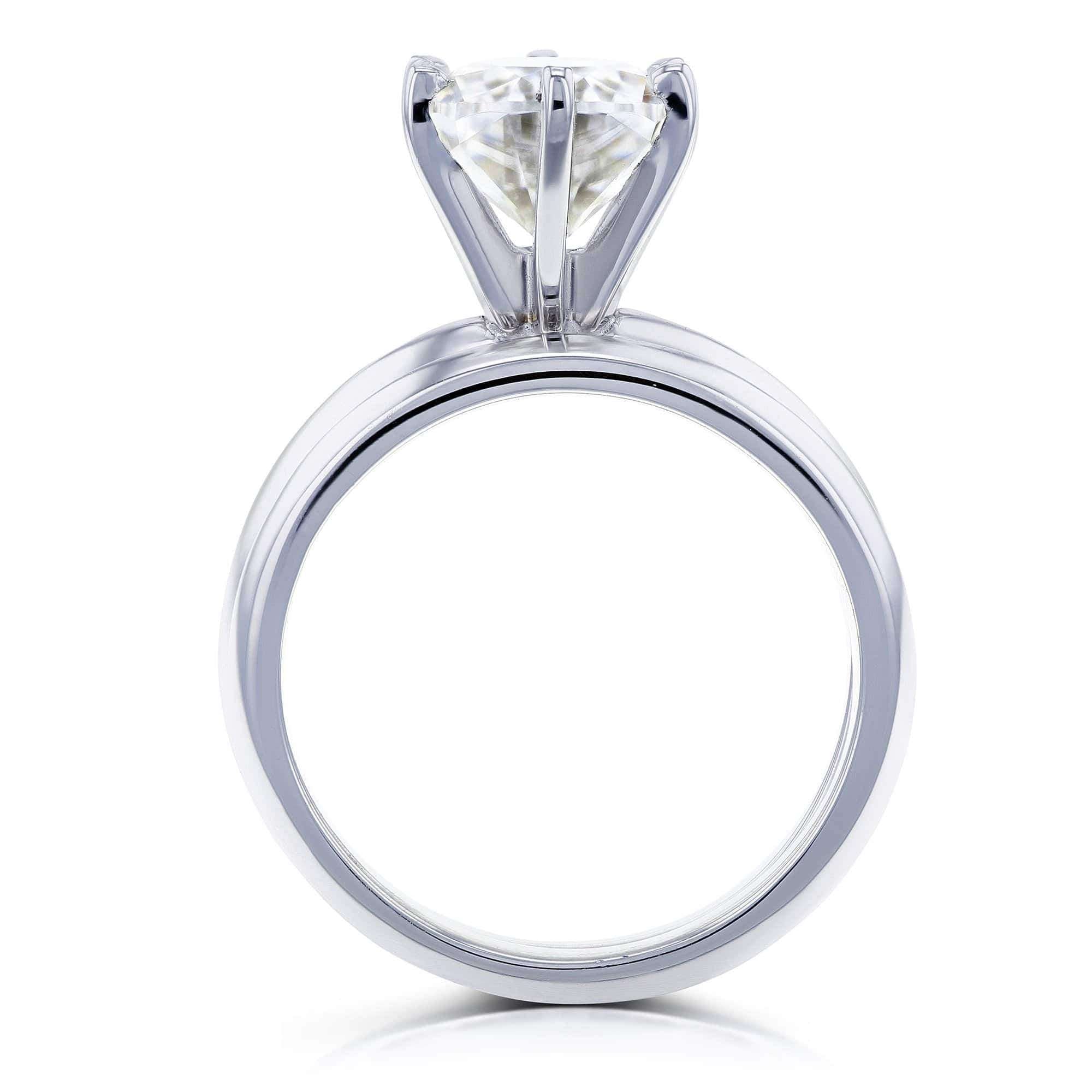 Kobelli Oval Moissanite 6-prong Solitaire Bridal Rings Set 2 1/10 Carat in 14k White Gold
