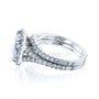 Kobelli Halo Cushion Moissanite and Diamond Split Shank Cathedral Engagement Ring and Wedding Band