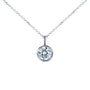 Round Bezel Dangle Pendant in White Gold