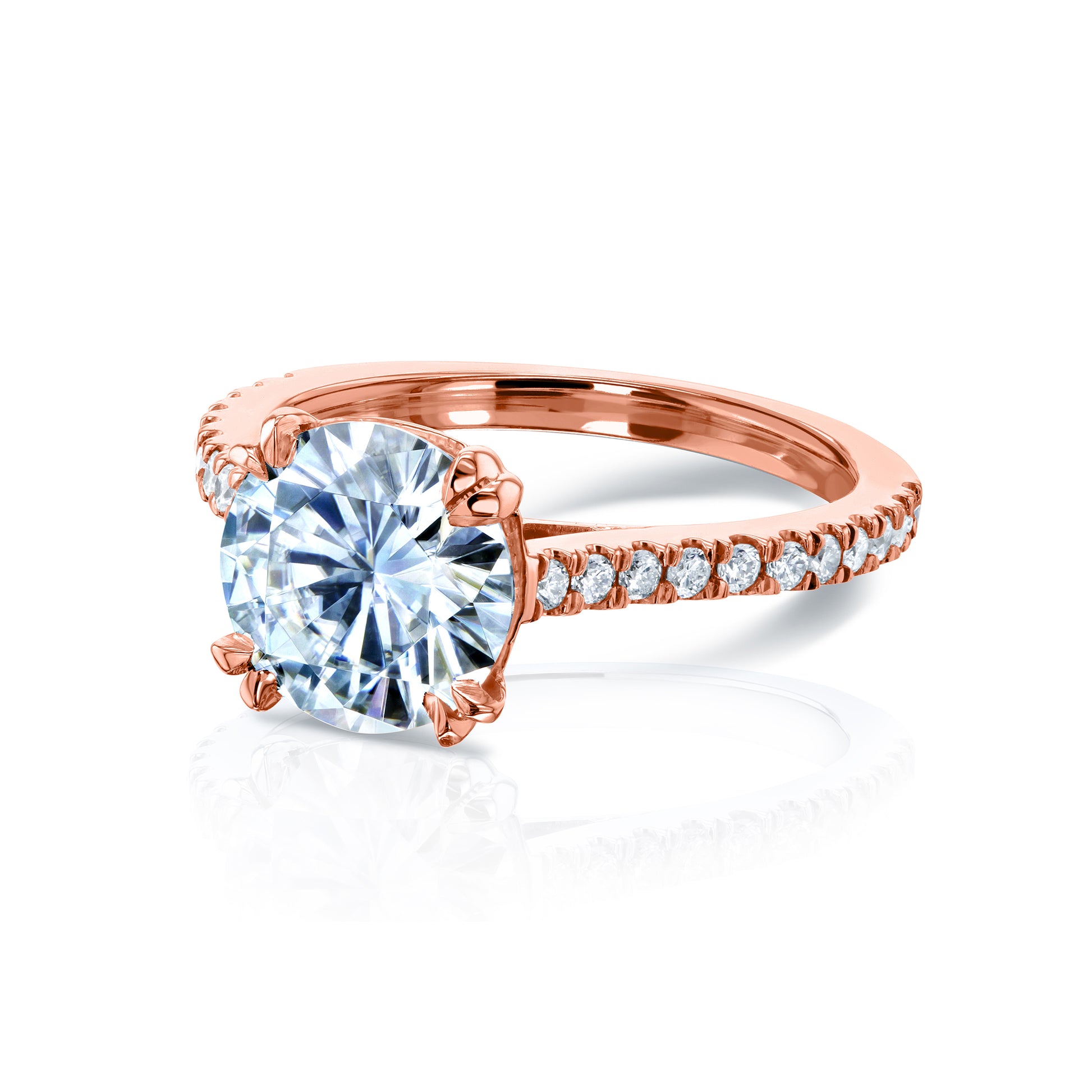 2.15 Carat Moissanite Peek-a-boo Near Eternity Cathedral Ring