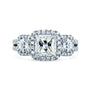 2.8 Carat Moissanite Halo 3-Stone Helena Ring