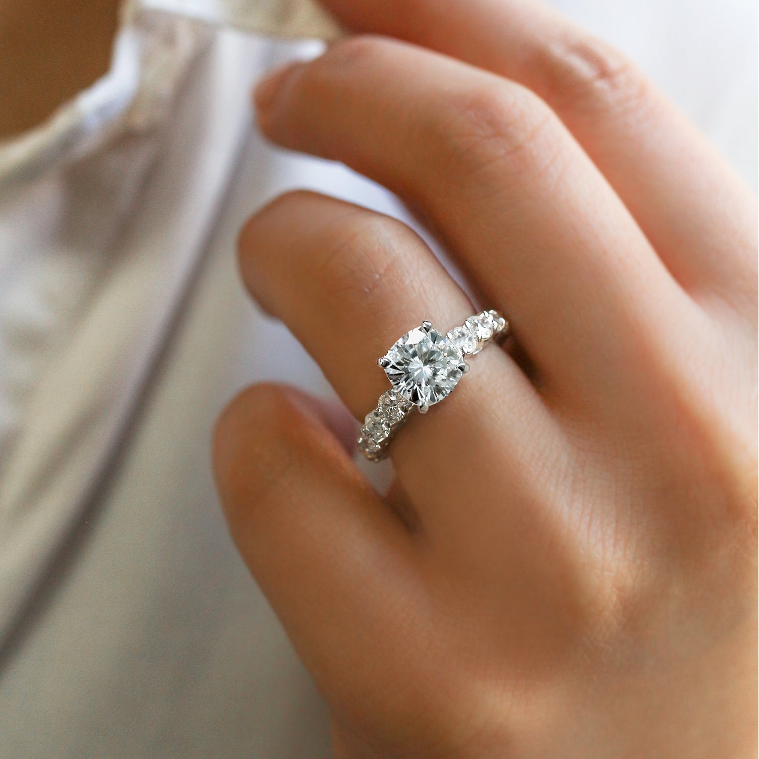 3.3 Carat Moissanite Cushion Lavish Ring