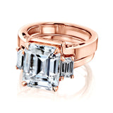 Kobelli 5 1/2 CTW 3-Stone Emerald Moissanite Bridal Set