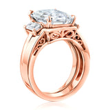 Kobelli 5 1/2 CTW 3-Stone Emerald Moissanite Bridal Set