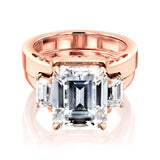 Kobelli 5 1/2 CTW 3-Stone Emerald Moissanite Bridal Set