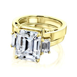 Kobelli 5 1/2 CTW 3-Stone Emerald Moissanite Bridal Set