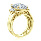 Kobelli 5 1/2 CTW 3-Stone Emerald Moissanite Bridal Set