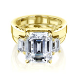 Kobelli 5 1/2 CTW 3-Stone Emerald Moissanite Bridal Set