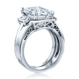 Kobelli 5 1/2 CTW 3-Stone Emerald Moissanite Bridal Set