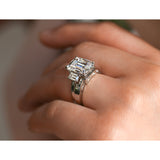 Kobelli 5 1/2 CTW 3-Stone Emerald Moissanite Bridal Set