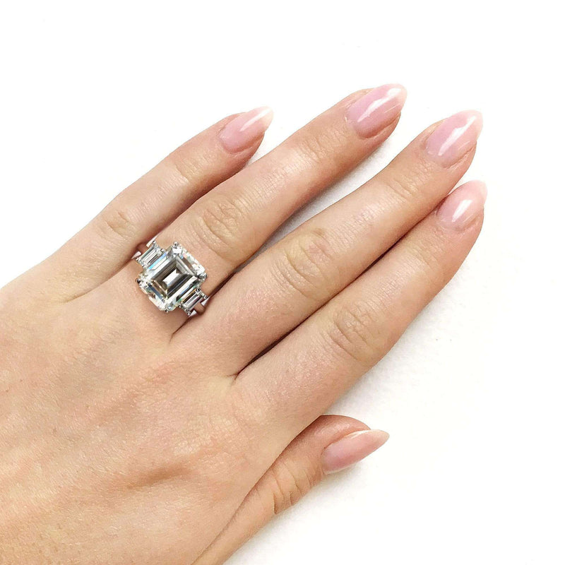 Kobelli 5 1/2 Carat TW 3-Stone Emerald Moissanite Engagement Ring