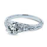 Kobelli Moissanite (H-I) and Diamond 6-Prong Antique Engagement Ring 5/8 CTW 14k White Gold