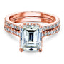 Kobelli 3-1/6ct TW Emerald Forever One Moissanite Drop Halo Bridal Set