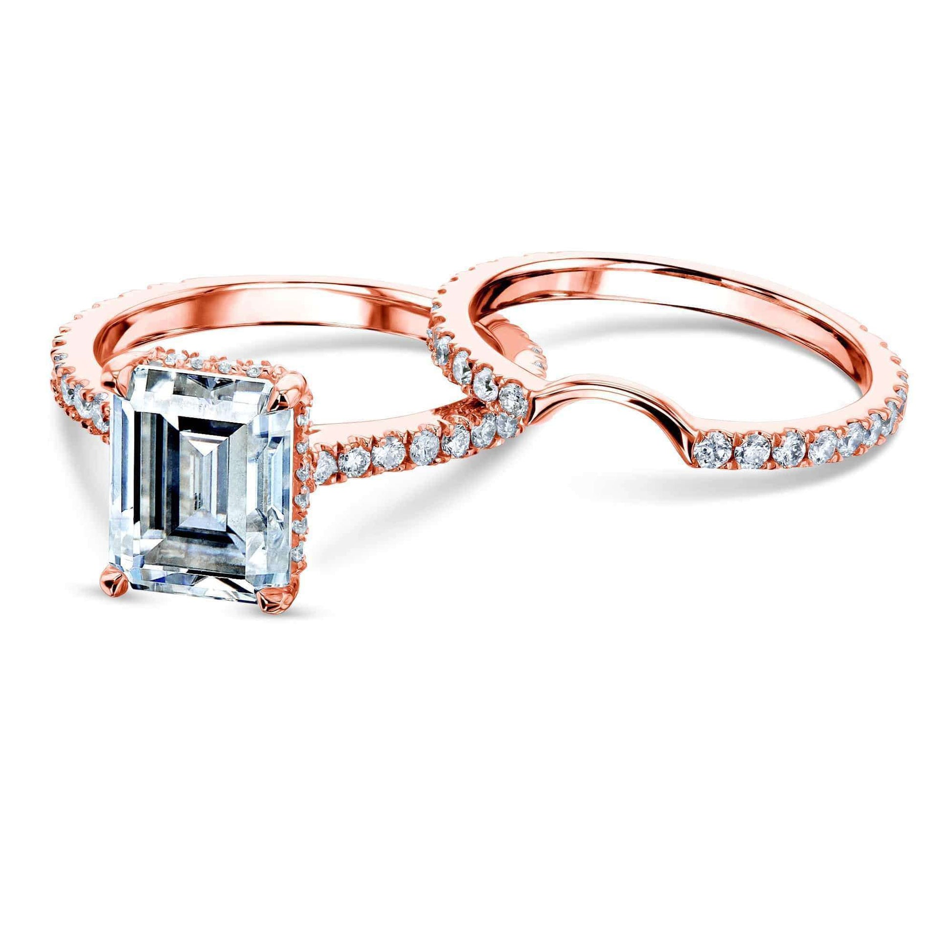 Kobelli 3-1/6ct TW Emerald Forever One Moissanite Drop Halo Bridal Set MZFO62398EC-ED/4.5R