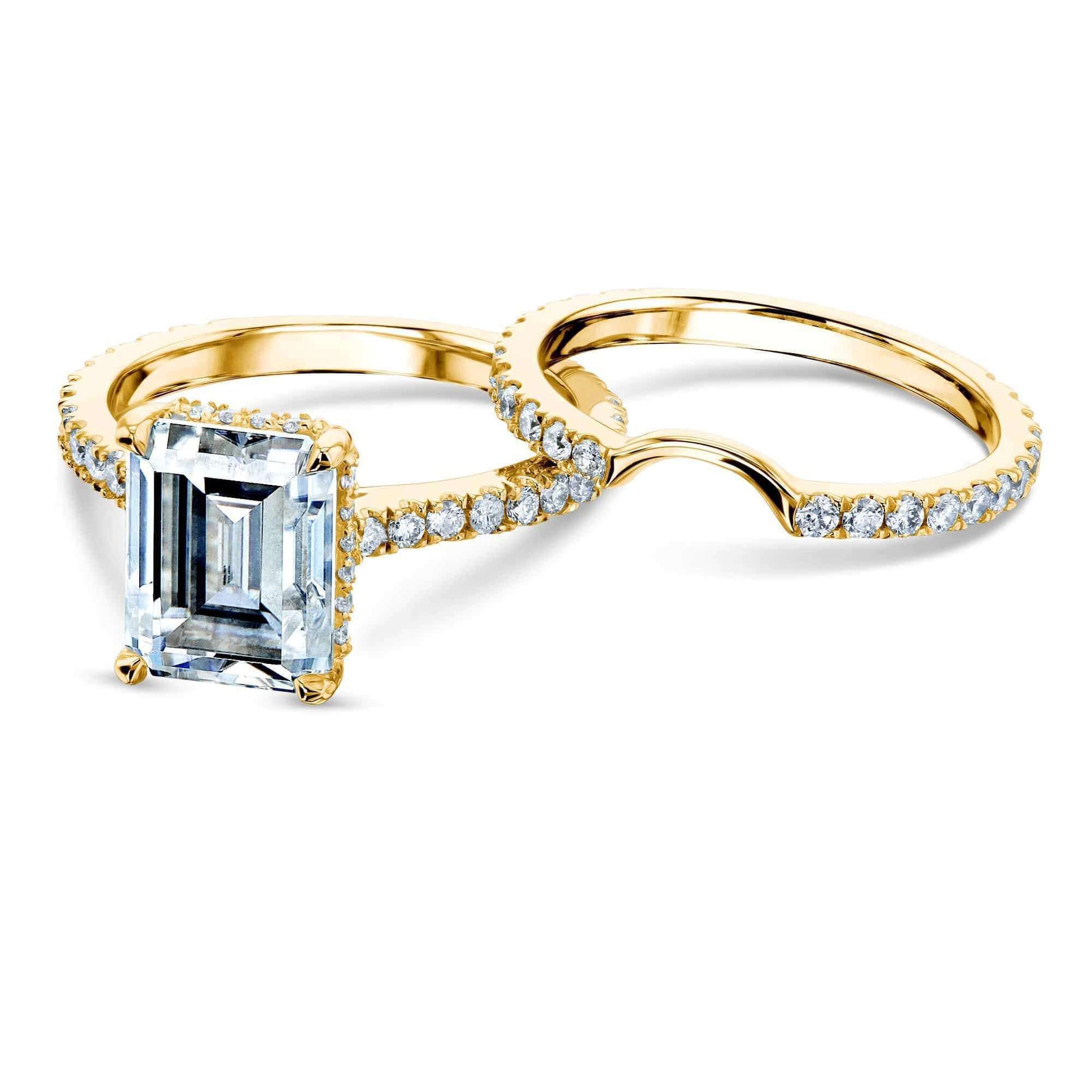 Kobelli 3-1/6ct TW Emerald Forever One Moissanite Drop Halo Bridal Set MZFO62398EC-ED/4.5Y