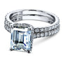 Kobelli 3-1/6ct TW Emerald Forever One Moissanite Drop Halo Bridal Set