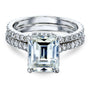 Kobelli 3-1/6ct TW Emerald Forever One Moissanite Drop Halo Bridal Set