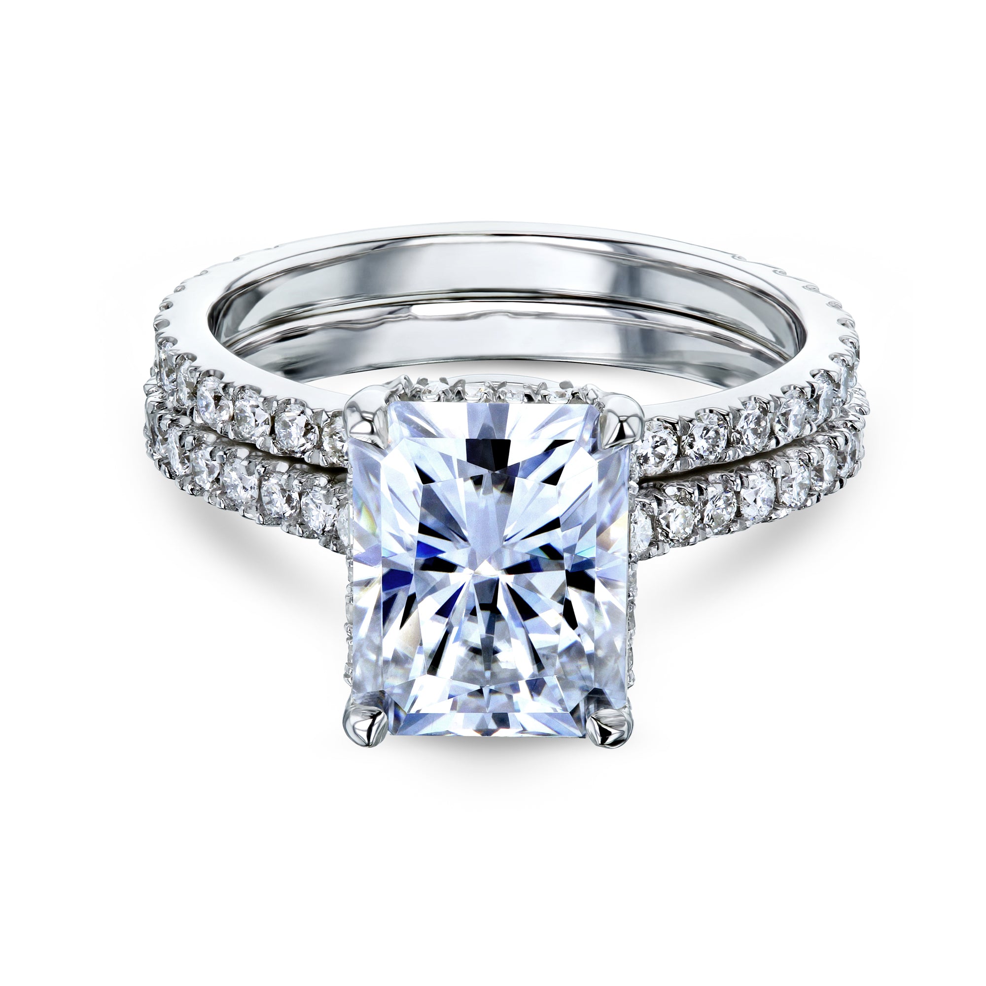 3.4 Carat Moissanite Drop Halo Radiant Tully Bridal Set