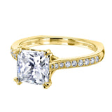 Kobelli Princess Moissanite and Diamond Square Shank Trellis Engagement Ring 2 1/10 CTW 14k Yellow Gold (HI/VS, GH/I)
