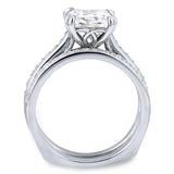Kobelli Princess Moissanite and Diamond Square Shank Trellis Bridal Set 2 1/3 CTW 14k White Gold (HI/VS, GH/I)