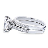 Kobelli Princess Moissanite and Diamond Square Shank Trellis Bridal Set 2 1/3 CTW 14k White Gold (HI/VS, GH/I)