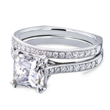 Kobelli Princess Moissanite and Diamond Square Shank Trellis Bridal Set 2 1/3 CTW 14k White Gold (HI/VS, GH/I)