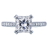 Kobelli Princess Moissanite and Diamond Square Shank Trellis Engagement Ring  2 1/10 CTW 14k White Gold (HI/VS, GH/I)