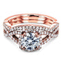 Kobelli Round Forever One Moissanite Halo Cross Shank Gold Bridal Set