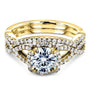 Kobelli Round Forever One Moissanite Halo Cross Shank Gold Bridal Set