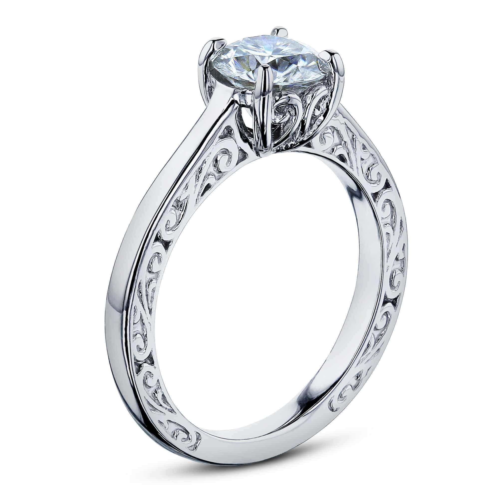 Kobelli 1ct Forever One Moissanite Solitaire Filigree Ring