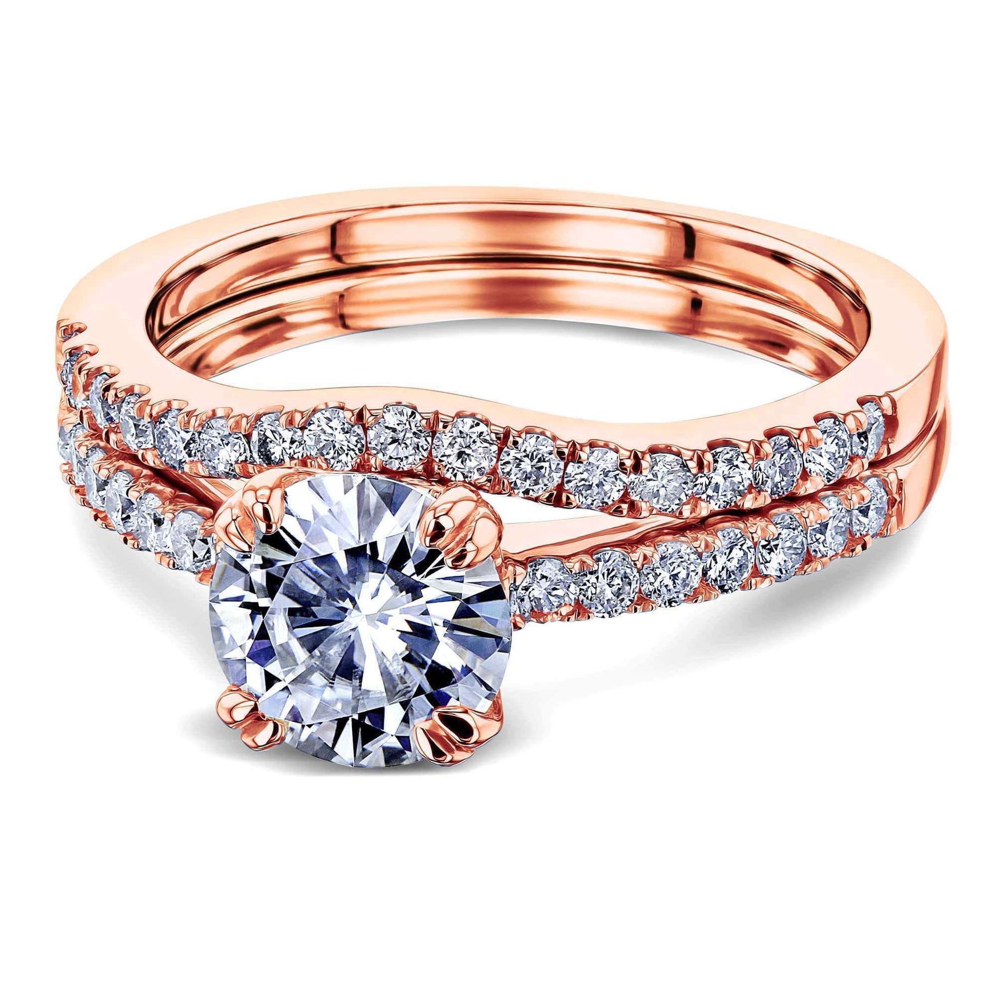 Kobelli Double-Prong 1ct Forever One Moissanite Bridal Set MZFO62475R-ED/4.5R