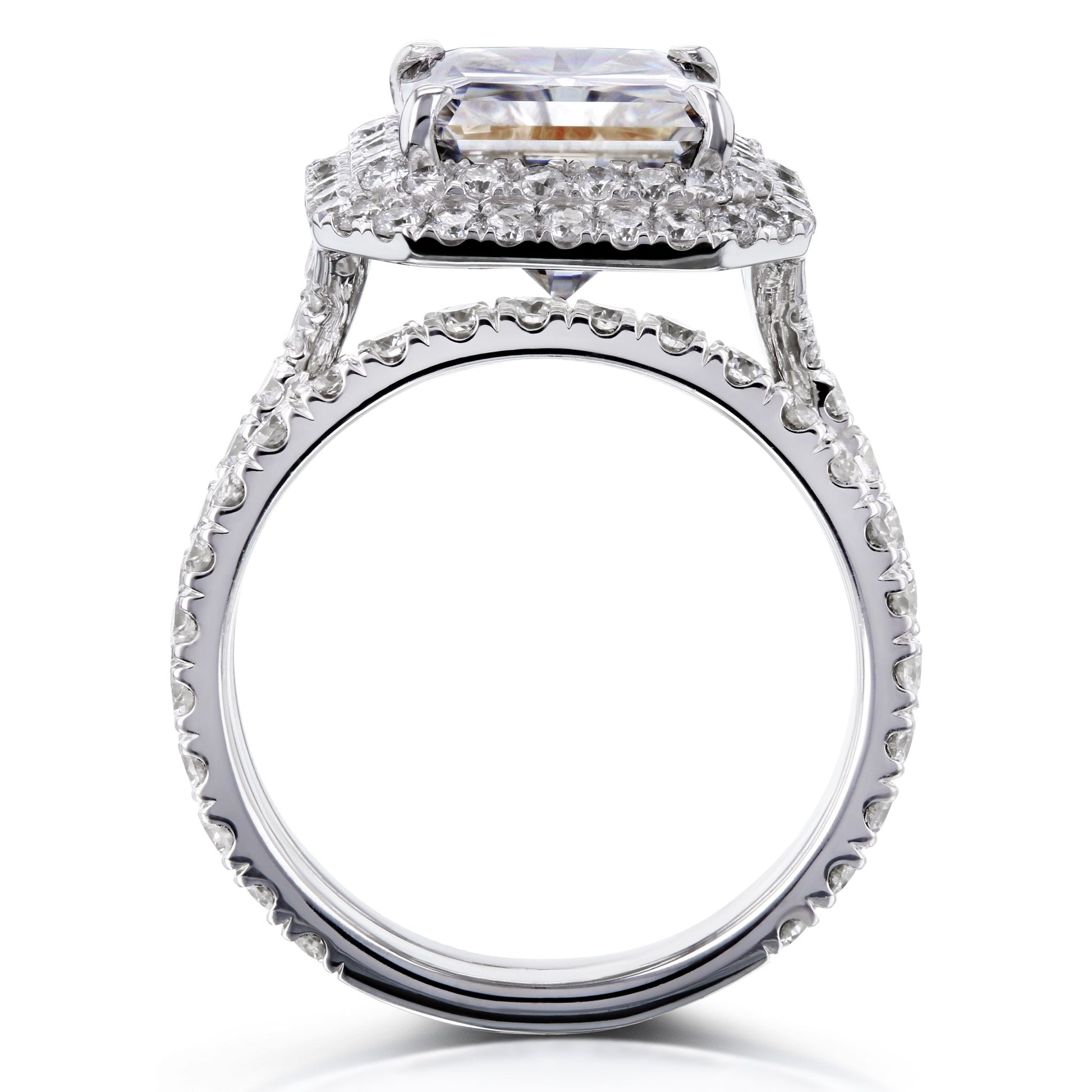 Kobelli Emerald Double Halo Bridal Set