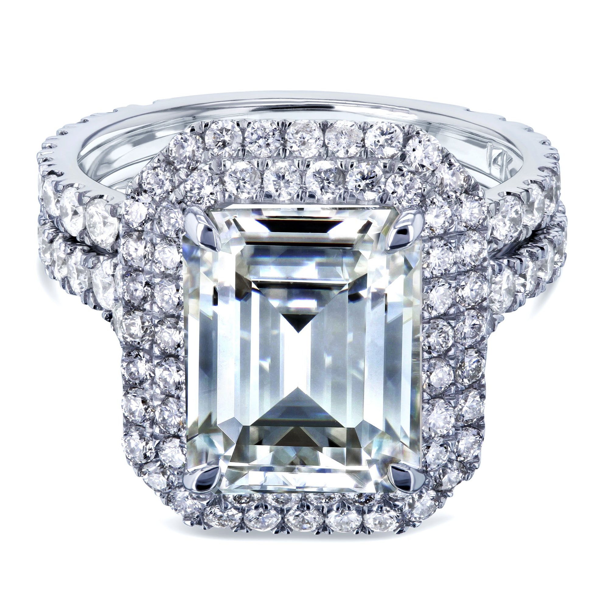 Kobelli Emerald Double Halo Bridal Set