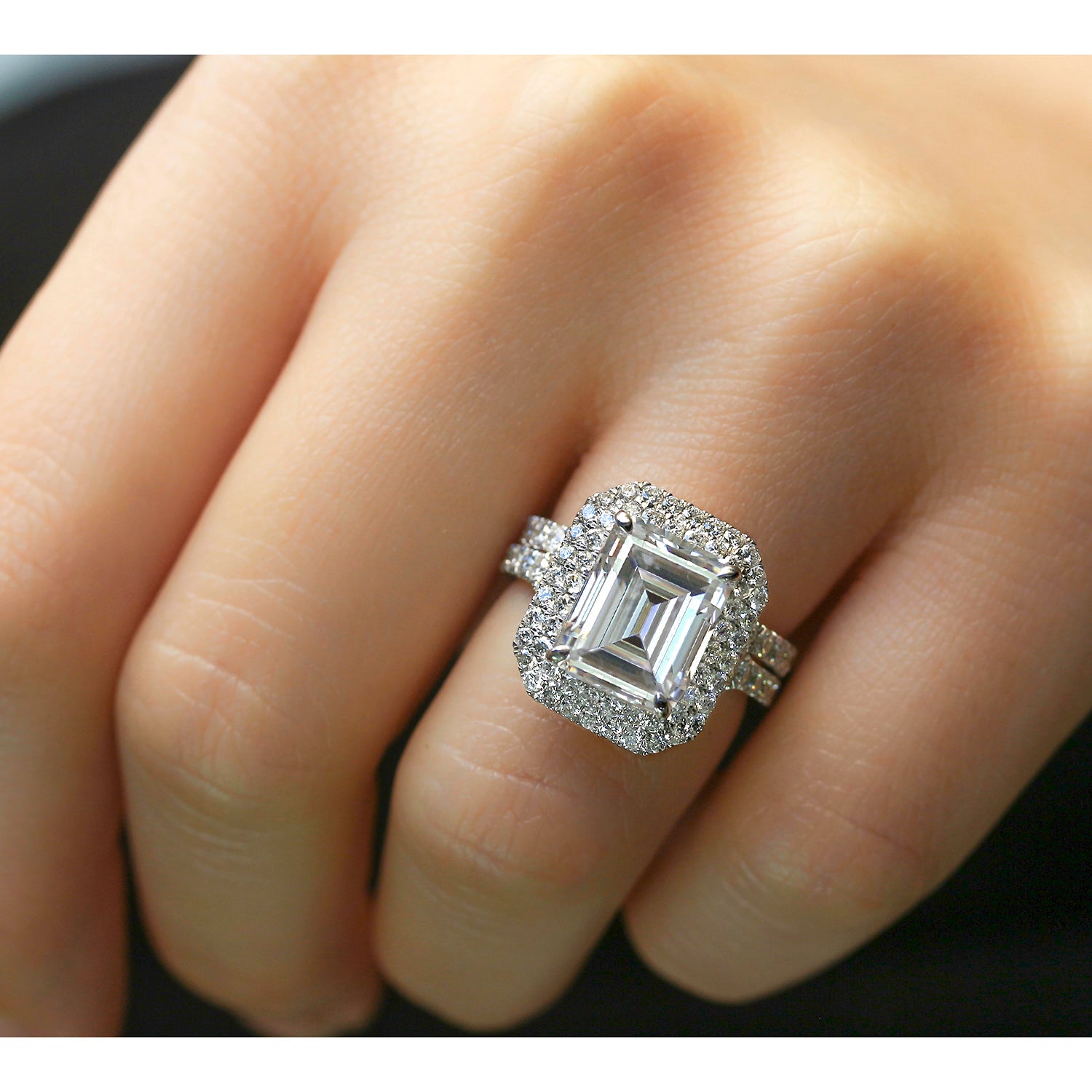 5.15 Carat Moissanite Emerald Vida Bridal Set