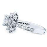Kobelli Oval Moissanite and Diamond Halo Floral Vintage Engagement Ring 1 1/6 CTW 14k White Gold (HI/VS, GH/I)